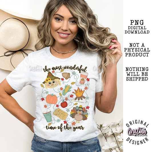 The most wonderful time of the year, Fall, PNG Digital Download for Sublimation, DTF, DTG