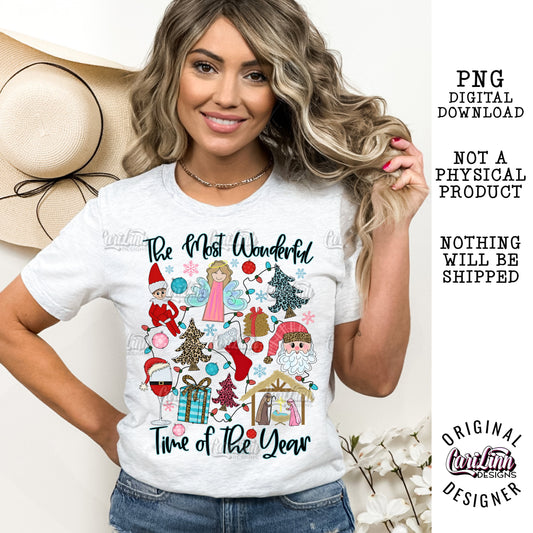 The most wonderful time of the year, Christmas, PNG Digital Download for Sublimation, DTF, DTG