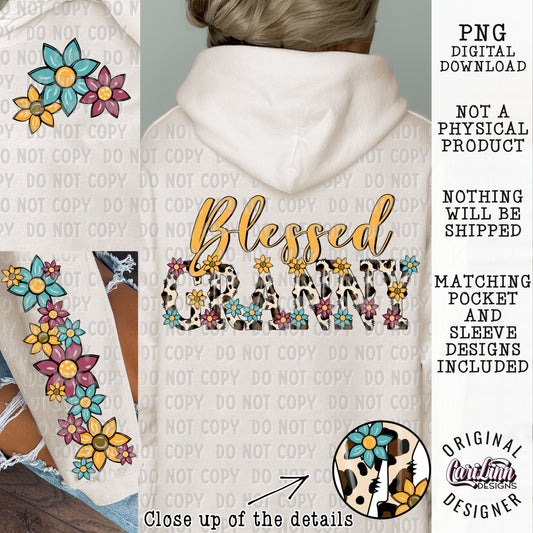 Blessed Granny, Bundle - Sleeve and Pocket Included, Original Designer, PNG Digital Download for Sublimation, DTF, DTG