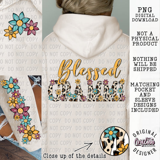 Blessed Grammi Bundle - Sleeve and Pocket Included, Original Designer, PNG Digital Download for Sublimation, DTF, DTG