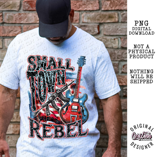 Small Town Rebel - Red and Blue, Original Designer, PNG Digital Download for Sublimation, DTF, DTG
