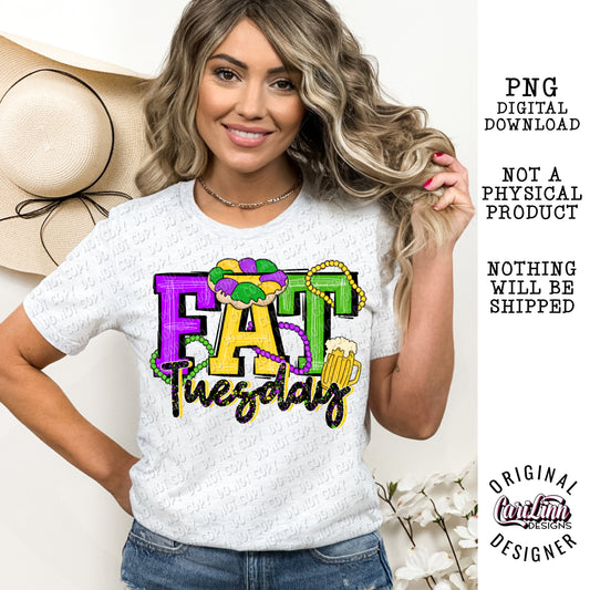 Fat Tuesday, Original Designer, PNG Digital Download for Sublimation, DTF, DTG