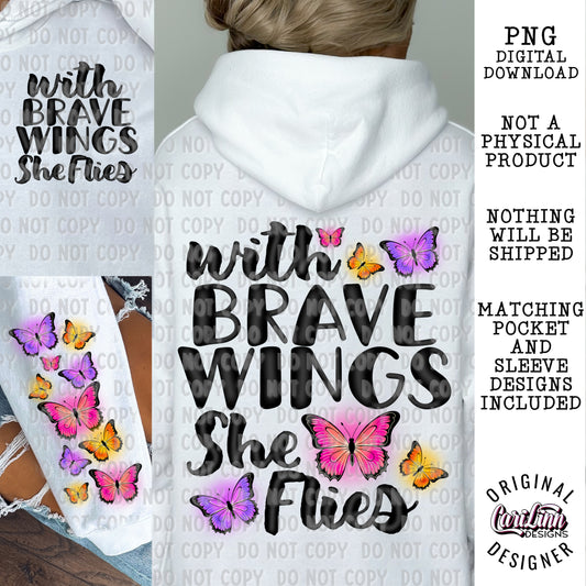 With brave wings she flies - Bundle, Original Designer, PNG Digital Download for Sublimation, DTF, DTG