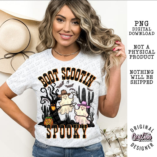 Boot Scootin Spooky, Original Designer, PNG Digital Download for Sublimation, DTF, DTG