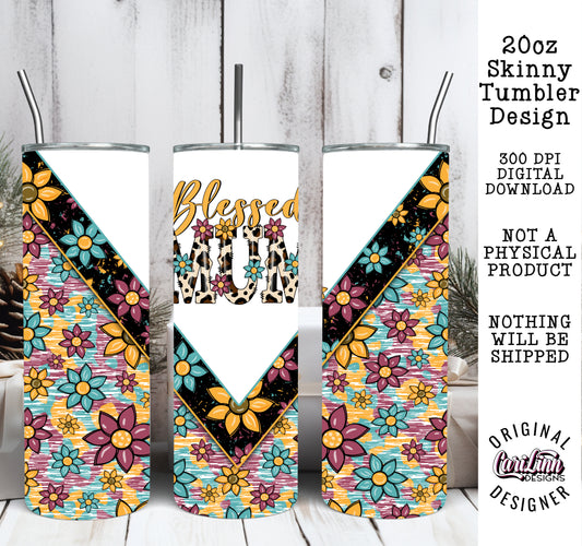 Blessed Mum Tumbler Design, Original Designer, PNG Digital Download