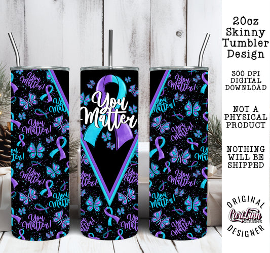 You Matter - Black Tumbler Wrap Design, Original Designer, PNG Digital Download