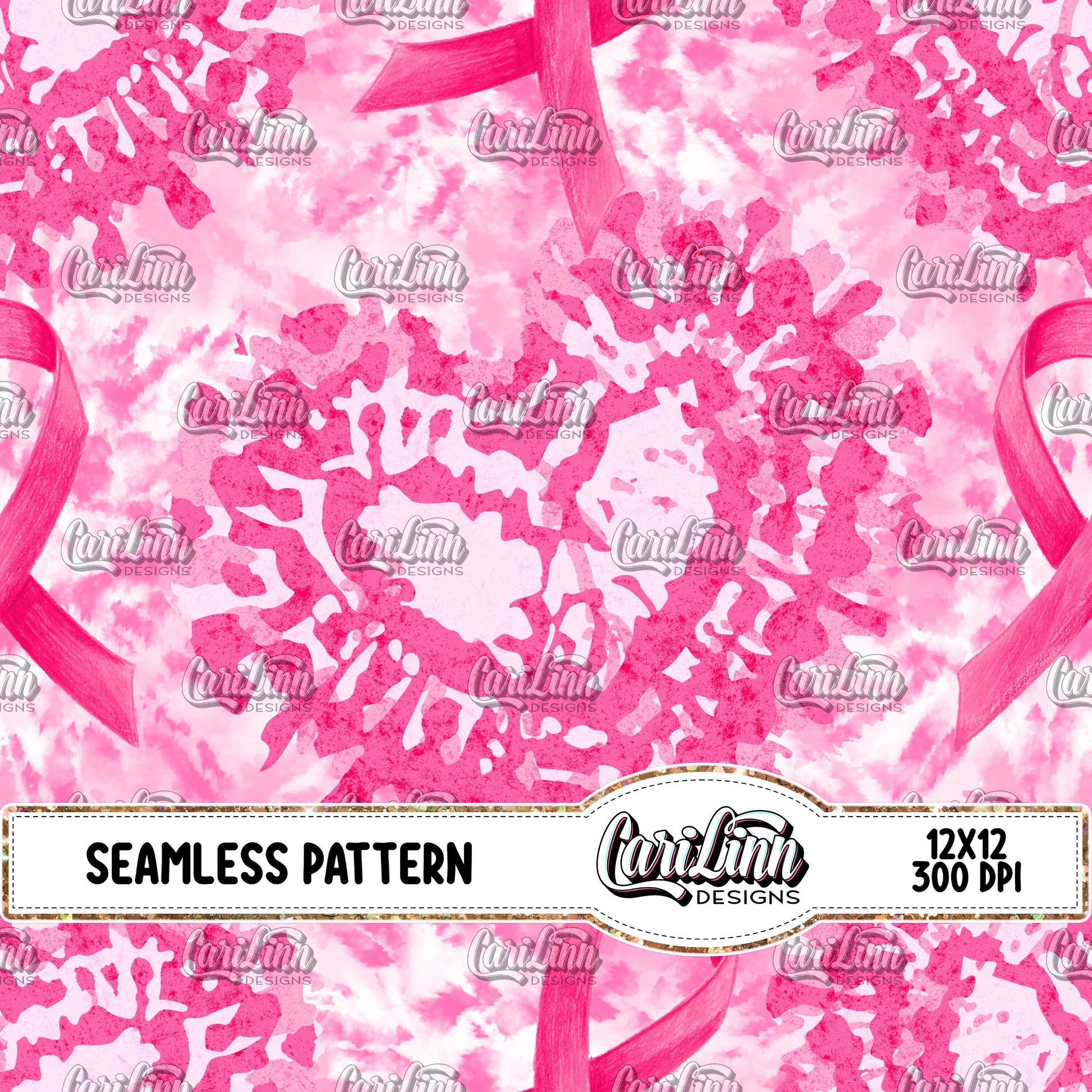 Seamless Pattern Tie Dye Breast Cancer