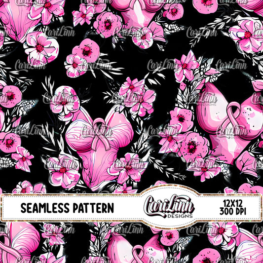 Seamless Pattern Breast Cancer Floral