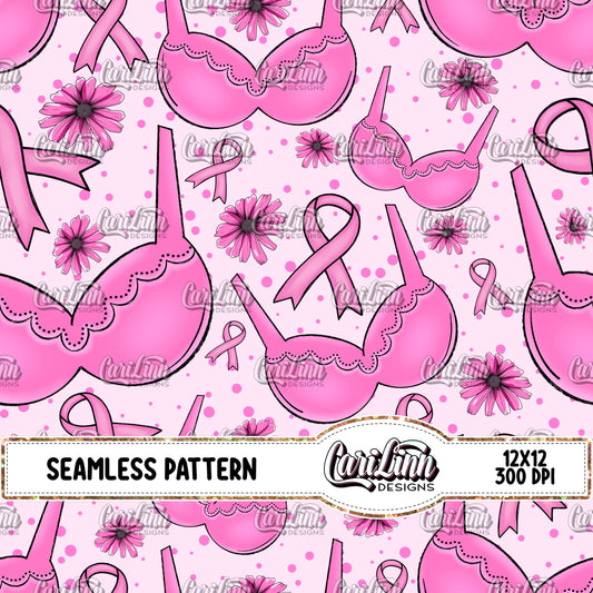 Seamless Pattern Breast Cancer Bras