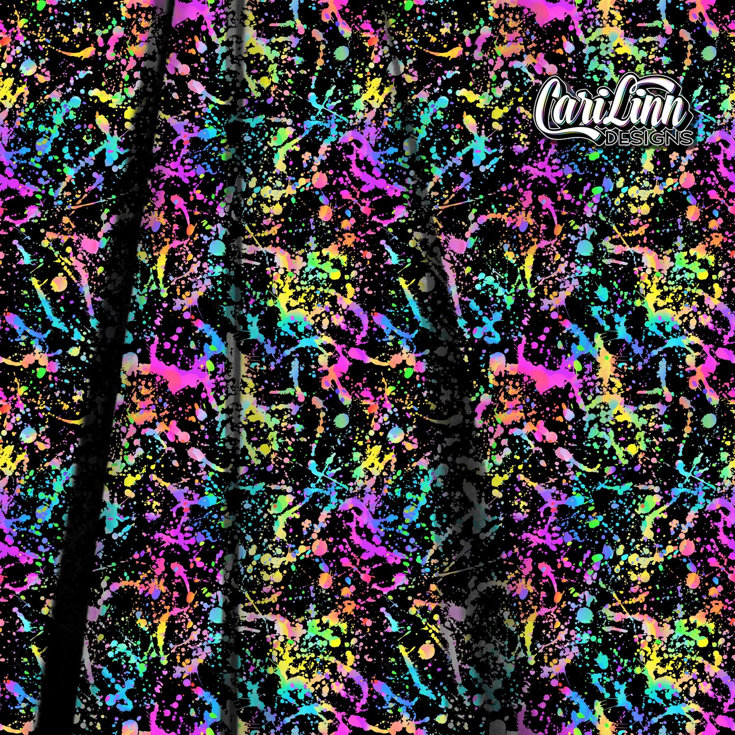 Seamless Pattern Rainbow Splatters - Black