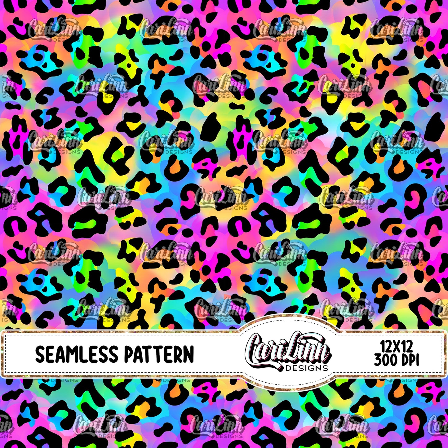 Seamless Pattern Rainbow Leopard