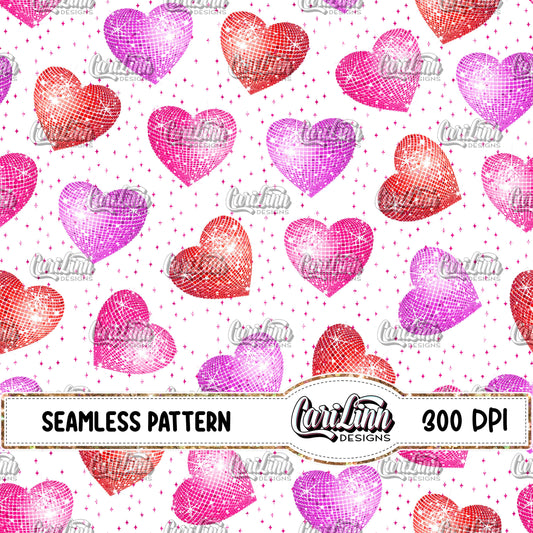 Seamless Pattern Sequin Hearts - White