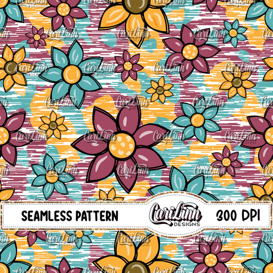 Seamless Pattern Sunflower Jubilee - White