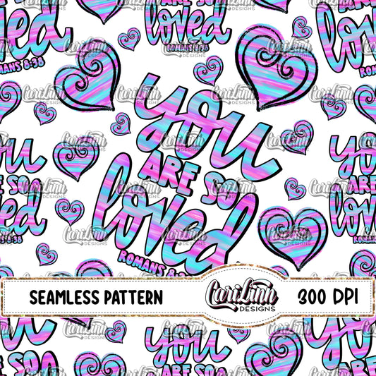 Seamless Pattern You are so Loved - White