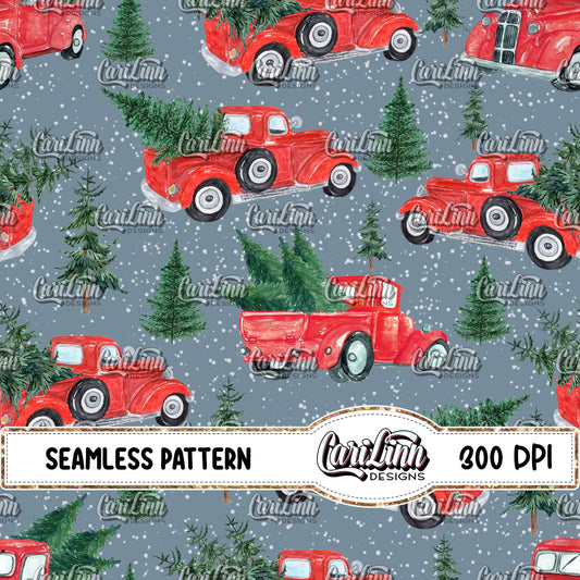 Seamless Pattern Christmas Trucks