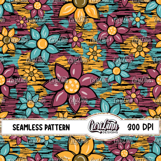 Seamless Pattern Sunflower Jubilee - Black