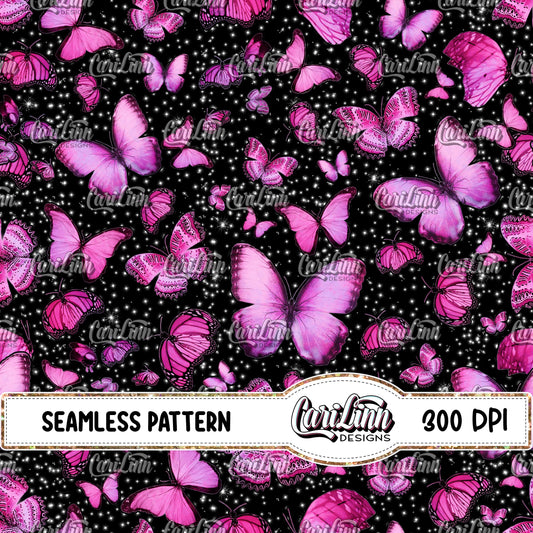 Seamless Pattern Fuschia Butterflies