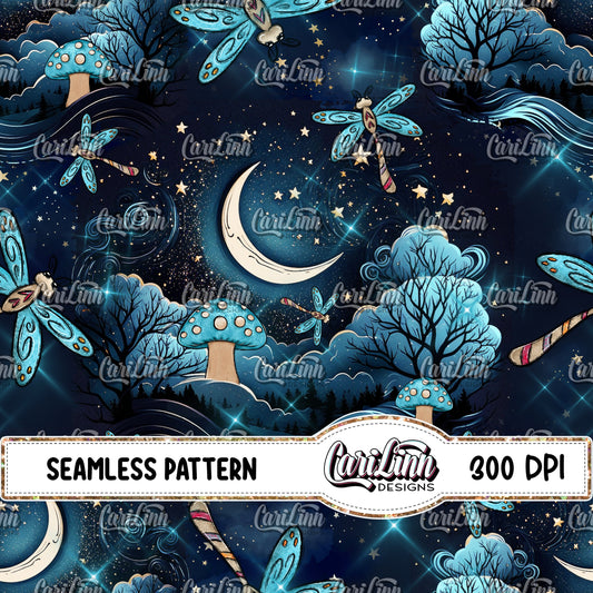 Seamless Pattern Dragonfly Dreams
