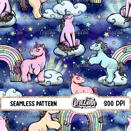 Seamless Pattern Cosmic Unicorns