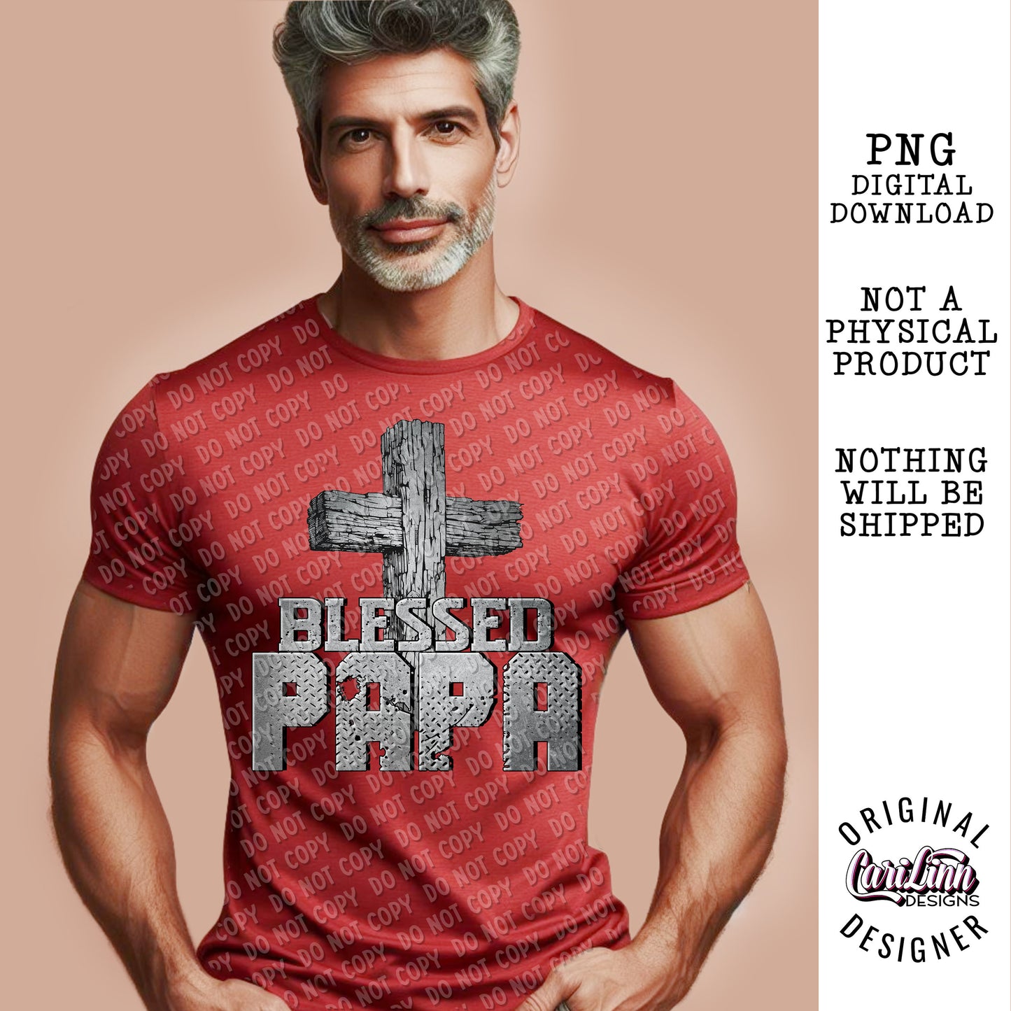 Blessed Papa, Original Designer, PNG Digital Download for Sublimation, DTF, DTG