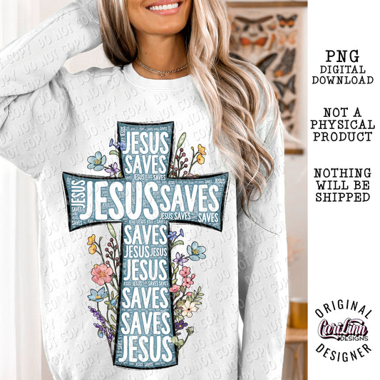 Jesus Saves, Original Designer, PNG Digital Download for Sublimation, DTF, DTG