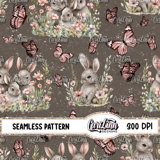 Seamless Pattern Easter Wishes and Bunny Kisses